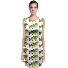 Green Small Fish Water Sleeveless Velvet Midi Dress