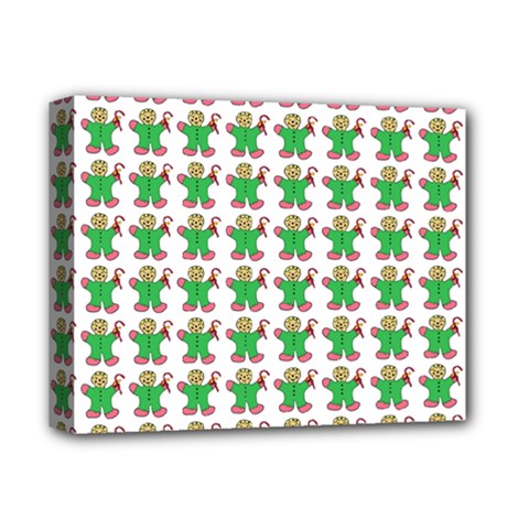 Gingerbread Men Seamless Green Background Deluxe Canvas 14  X 11  (stretched)