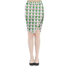 Gingerbread Men Seamless Green Background Midi Wrap Pencil Skirt