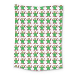 Gingerbread Men Seamless Green Background Medium Tapestry by Alisyart