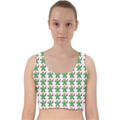 Gingerbread Men Seamless Green Background Velvet Racer Back Crop Top by Alisyart