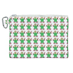 Gingerbread Men Seamless Green Background Canvas Cosmetic Bag (xl) by Alisyart