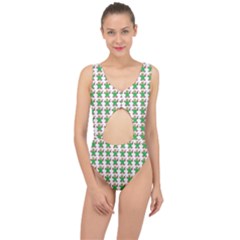 Gingerbread Men Seamless Green Background Center Cut Out Swimsuit by Alisyart