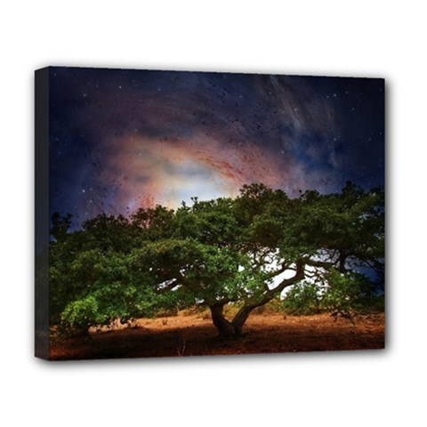 Lone Tree Fantasy Space Sky Moon Deluxe Canvas 20  X 16  (stretched)