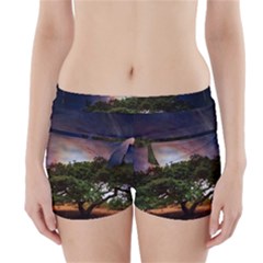 Lone Tree Fantasy Space Sky Moon Boyleg Bikini Wrap Bottoms