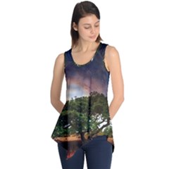 Lone Tree Fantasy Space Sky Moon Sleeveless Tunic by Alisyart