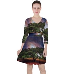 Lone Tree Fantasy Space Sky Moon Ruffle Dress by Alisyart