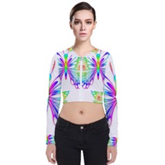 Rainbow Butterfly Zip Up Bomber Jacket