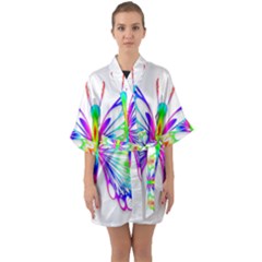 Rainbow Butterfly Quarter Sleeve Kimono Robe