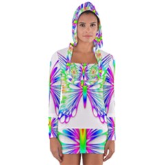 Rainbow Butterfly Long Sleeve Hooded T-shirt by amazinganimals