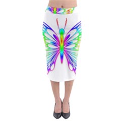 Rainbow Butterfly Midi Pencil Skirt