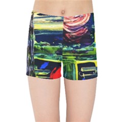 Between Two Moons 1 Kids Sports Shorts by bestdesignintheworld