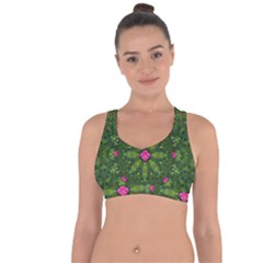 The Most Sacred Lotus Pond  With Bloom    Mandala Cross String Back Sports Bra by pepitasart