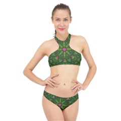 The Most Sacred Lotus Pond  With Bloom    Mandala High Neck Bikini Set by pepitasart