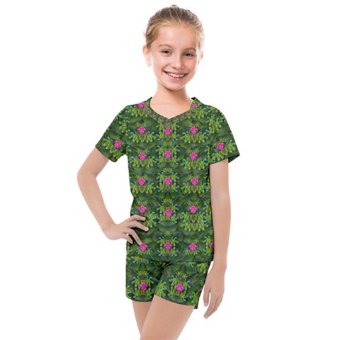 The Most Sacred Lotus Pond With Fantasy Bloom Kids  Mesh Tee And Shorts Set by pepitasart