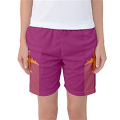 Airplane Jet Yellow Flying Wings Women s Basketball Shorts by Nexatart