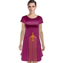 Airplane Jet Yellow Flying Wings Cap Sleeve Nightdress by Nexatart