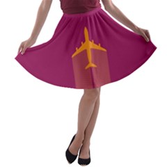 Airplane Jet Yellow Flying Wings A-line Skater Skirt by Nexatart