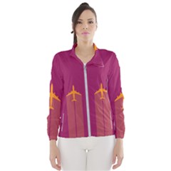 Airplane Jet Yellow Flying Wings Windbreaker (women) by Nexatart