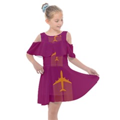 Airplane Jet Yellow Flying Wings Kids  Shoulder Cutout Chiffon Dress