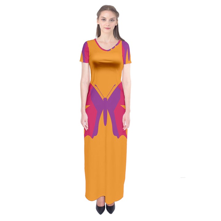 Butterfly Wings Insect Nature Short Sleeve Maxi Dress