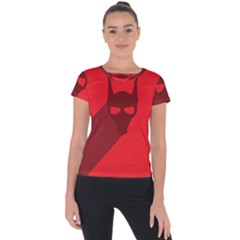 Skull Alien Species Red Character Short Sleeve Sports Top  by Nexatart