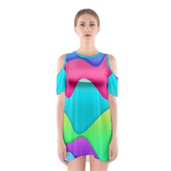 Lines Curves Colors Geometric Lines Shoulder Cutout One Piece Dress