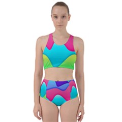 Lines Curves Colors Geometric Lines Racer Back Bikini Set