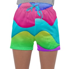 Lines Curves Colors Geometric Lines Sleepwear Shorts by Nexatart