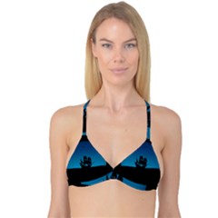 Ship Night Sailing Water Sea Sky Reversible Tri Bikini Top