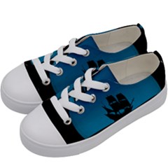 Ship Night Sailing Water Sea Sky Kids  Low Top Canvas Sneakers