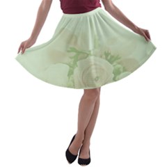 Pastel Roses Background Romantic A-line Skater Skirt