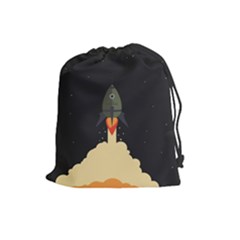 Rocket Space Stars Drawstring Pouch (large)