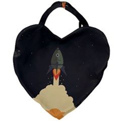 Rocket Space Stars Giant Heart Shaped Tote