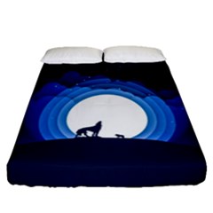 Month Full Moon Wolf Night Fitted Sheet (queen Size) by Nexatart