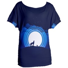 Month Full Moon Wolf Night Women s Oversized Tee by Nexatart