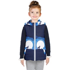 Month Full Moon Wolf Night Kid s Hooded Puffer Vest