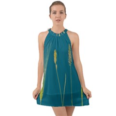 Grass Grasses Blade Of Grass Halter Tie Back Chiffon Dress