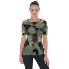 Autumn Fallen Leaves Dried Leaves Shoulder Cut Out Short Sleeve Top by Nexatart