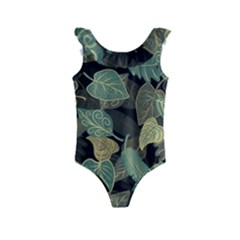 Autumn Fallen Leaves Dried Leaves Kids  Frill Swimsuit