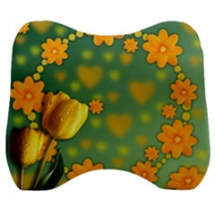 Background Design Texture Tulips Velour Head Support Cushion by Nexatart