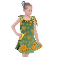 Background Design Texture Tulips Kids  Tie Up Tunic Dress