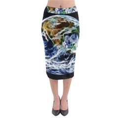 Spherical Science Fractal Planet Midi Pencil Skirt