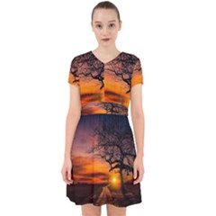 Lonely Tree Sunset Wallpaper Adorable In Chiffon Dress