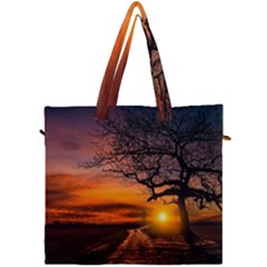 Lonely Tree Sunset Wallpaper Canvas Travel Bag by Alisyart