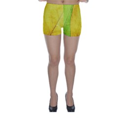 Green Yellow Leaf Texture Leaves Skinny Shorts