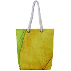 Green Yellow Leaf Texture Leaves Full Print Rope Handle Tote (small)