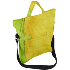 Green Yellow Leaf Texture Leaves Fold Over Handle Tote Bag by Alisyart