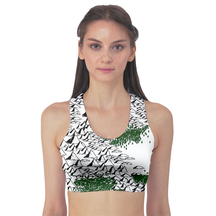 Montains Hills Green Forests Sports Bra