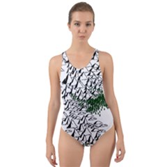 Montains Hills Green Forests Cut-out Back One Piece Swimsuit